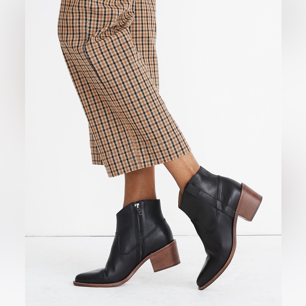 Madewell The Hailie Boot Leather In Black - Picture 1 of 16